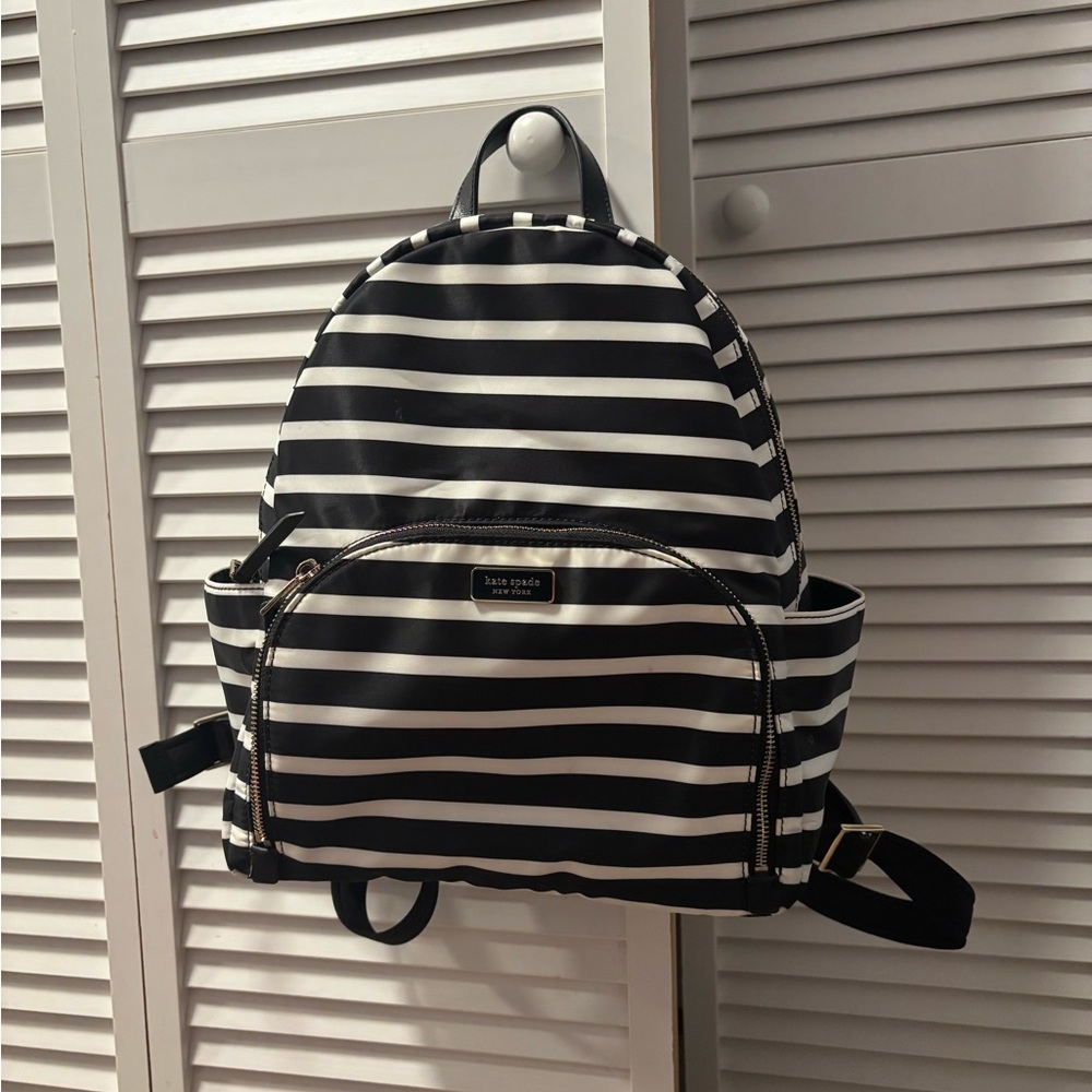 Kate Spade Black and White Striped Backpack